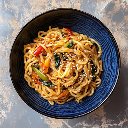 Nouilles asiatiques sautées au wok.